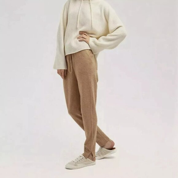 Gentle Herd Cashmere Joggers Tan Size L Pull On Comfy Stretch - Picture 1 of 5